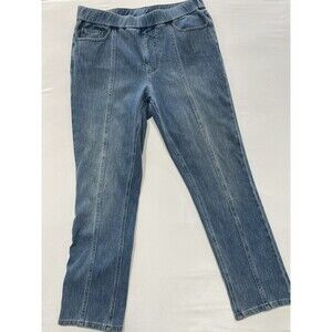 Isaac Mizrahi Live! Blue Jean Leggings Seam Front Pull On Size 12 Denim Jeggings